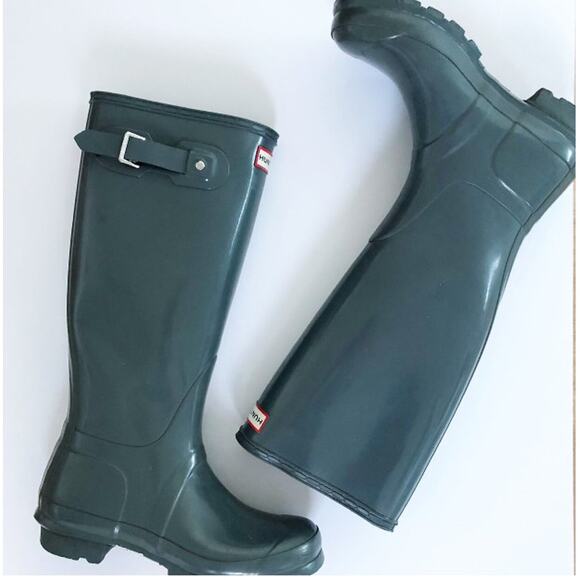 Women's Glossy Gray Hunter Rain Boots - Picture 4 of 8